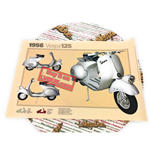 Póster VESPA TECNICA 125 VN2T faro bajo medidas 32 cm X 48 cm efecto vintage