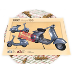 Poster VESPA TECNICA 150 VB1 GS de los pobres 1957 medidas 32 cm X 48 cm efecto vintage