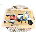 Póster VESPA TECNICA 125 SUPER VNC1 medidas 32 cm X 48 cm efecto vintage