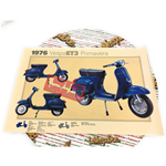 Póster VESPA TECNICA 125 ET3 PRIMAVERA VMB1T 1976 medidas 32 cm X 48 cm efecto vintage