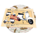 Póster VESPA TECNICA 125 PRIMAVERA VMA2T medidas 32 cm X 48 cm efecto vintage