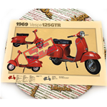 Póster VESPA TECNICA 125 GTR Gran Turismo Rapido VNL2 medidas 32 cm x 48 cm