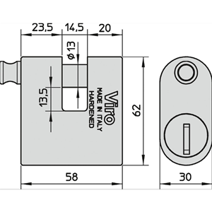 Lucchetto ANTIFURTO VESPA VIRO THOR PER CATENA APE LAMBRETTA PIAGGIO CIAO SI BRAVO BOXER