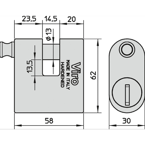 Lucchetto ANTIFURTO VESPA VIRO THOR PER CATENA APE LAMBRETTA PIAGGIO CIAO SI BRAVO BOXER
