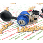 Toma de puerto USB de aluminio azul 4.6 impermeable con soporte de montaje en manillar para faros bajos VESPA APE LAMBRETTA, coche, motocicleta, scooter, barco, camión