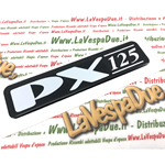 Resin adhesive plate lettering for bonnet, side body for VESPA PX 125 1998 black mirrored base