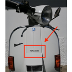 Piaggio BLACK sticker plate lettering for grille nose VESPA PX 125 150 200 1997 2000 on transparent base