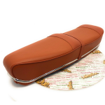 Asiento marrón para LAMBRETTA MK 3 estilo PEGASO con molduras laterales cromadas para LI SPECIAL SX TV 3ª SERIE