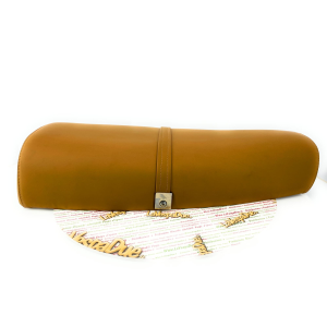 Sillín largo ECONÓMICO de cuero marrón VESPA PX 80 125 150 200 con estructura de plástico