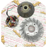 Volante con estator 6 voltios 3 cables con puntas y condensador para VESPA SPRINT SPRINT VELOCE SUPER TS GTR GT VNB VBB etc...