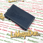 Portachiavi VESPA APE e LAMBRETTA antigraffio porta documenti tipo carta di credito pubblicitario in pelle con clip ed anello VESPA APE e LAMBRETTA