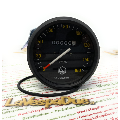 Échelle de compteur de vitesse noire 160 km/h LVDUE VESPA PX PE 80 125 150 200 première série clé sur guidon P150 SP 200 E avec cadre noir ro 190523