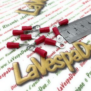 Lot de 10 cosses à œillet Ø 4 mm avec gaine isolante pour câbles jusqu'à 4 mm pour systèmes électriques VESPA APE LAMBRETTA PIAGGIO