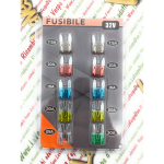 Set di 10 fusibili a lama fuse mini blade tipo piccolo vari amperaggi per VESPA APE LAMBRETTA FIAT 7,5 10 15 20 25 30 ah