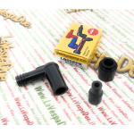 Capuchón de fijación de bujía NGK LB05EPK en resina fenólica con junta de silicona impermeable a 90° para cable de 14 mm con resistencia para VESPA APE LAMBRETTA CIAO