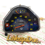 CONTACHILOMETRI 80 KM/h per Vespa HP 4 FL V FL2 50 90 125 SPEEDMATIC AUTOMATICA numeri gialli con logo LVDUE adat. r.o. 290475 269576 269567 265909 