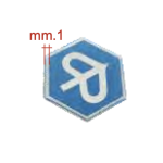 Scudetto esagonale adesivo resinato PIAGGIO 32 mm FREE DELIVERY FL NRG NTT SFERA SKR CITY ZIP bordo esterno fine 1 mm r.o. 295596