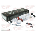 Kit amortiguadores delanteros y traseros CARBONE SPORT TUNING blancos para VESPA PX PE 80 125 150 200 ARCOBALENO T5 regulables con 3 configuraciones completo con accesorios para revisión y restauración