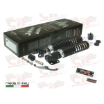 Kit amortiguadores delanteros y traseros negros CARBONE SPORT TUNING para VESPA PX PE 80 125 150 200 ARCOBALENO T5 regulables con 3 configuraciones completo con accesorios para revisión y restauración