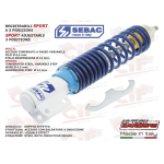 Amortisseur avant réglable SEBAC pour VESPA 80 125 150 200 PX PE ARCOBALENO T5 blanc et bleu