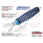 Amortiguador trasero regulable SEBAC para VESPA 50 90 NLR SPECIAL ET3 PRIMAVERA 80 125 150 200 PX PE ARCOBALENO T5 blanco y azul