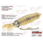 Amortiguador trasero CARBONE color dorado Reforzado y Ajustable para VESPA 50 90 NLR SPECIAL ET3 80 125 150 200 PX PE ARCOBALENO T5