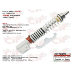 Amortisseur avant CARBONE pour VESPA 125 150 200 PX PE ARCOBALENO T5 sportif réglable 3 positions tout blanc avec bague de réglage rouge