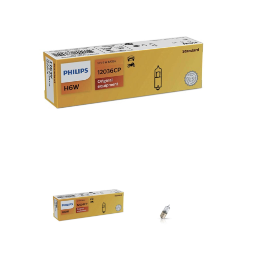 Ampoule halogène PHILIPS H6 12V 6W BAX9s avec verre quartz Réf. Philips : 12036CP