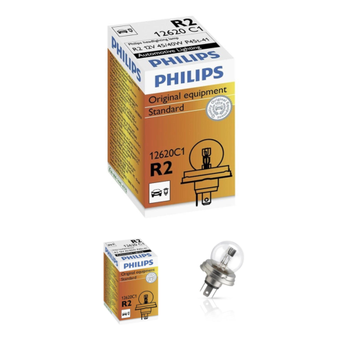 Lampadina lampada PHILIPS R2 asimmetrica 12V 45/40W zoccolo P45t-41 Rif. Philips: 12620C1