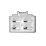 Connettore rettangolare femmina con asola 4 fori e faston maschi medi VESPA APE LAMBRETTA CIAO SI BRAVO BOXER presa di contatto per spinotto connettore commutatori impianti elettrici applicazioni varie