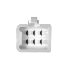 Connettore rettangolare femmina con linguetta 6 fori e faston maschi mini VESPA APE LAMBRETTA CIAO SI BRAVO BOXER presa di contatto per spinotto connettore commutatori impianti elettrici applicazioni varie