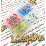 Set Confezione di 50 connettori termoretraibili saldanti termo restringente di varie misure e colori VESPA APE LAMBRETTA auto scooter e moto per ripristino cavi usurati statori condensatori impianto elettrico