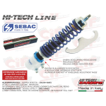SEBAC adjustable HI-TECH front shock absorber for VESPA 80 125 150 200 PX PE ARCOBALENO T5 white and blue