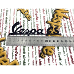 Scritta anteriore in alluminio nero lunga mm. 140 per VESPA 150 GS VS1 2 3 4T  dal 1955 al 1961 r.o. 057182 023902