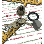 Serratura bloccasterzo completa per VESPA GS 160 VSB1T > 55506 NOS ricambio originale con 2 chiavi molla guarnizione vite a grano e paletto