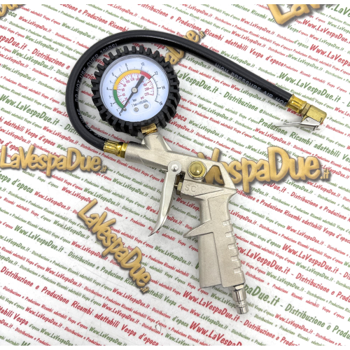 PISTOLA MANOMETRO MISURATORE DI PRESSIONE GONFIAGGIO PNEUMATICI GOMME TARATO DA 0 A 16 BAR  PER TUTTI I VEICOLI VESPA LAMBRETTA APE 50 80 90 125 150 160 180 200 