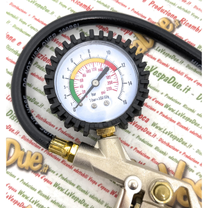 PISTOLA MANOMETRO MISURATORE DI PRESSIONE GONFIAGGIO PNEUMATICI GOMME TARATO DA 0 A 16 BAR  PER TUTTI I VEICOLI VESPA LAMBRETTA APE 50 80 90 125 150 160 180 200 