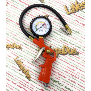 PISTOLA MANOMETRO MISURATORE DI PRESSIONE GONFIAGGIO PNEUMATICI GOMME TARATO DA 0 A 16 BAR  PER TUTTI I VEICOLI VESPA LAMBRETTA APE 50 80 90 125 150 160 180 200 