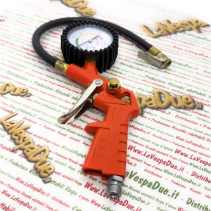 PISTOLA MANOMETRO MISURATORE DI PRESSIONE GONFIAGGIO PNEUMATICI GOMME TARATO DA 0 A 16 BAR  PER TUTTI I VEICOLI VESPA LAMBRETTA APE 50 80 90 125 150 160 180 200 