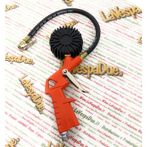 PISTOLA MANOMETRO MISURATORE DI PRESSIONE GONFIAGGIO PNEUMATICI GOMME TARATO DA 0 A 16 BAR  PER TUTTI I VEICOLI VESPA LAMBRETTA APE 50 80 90 125 150 160 180 200 