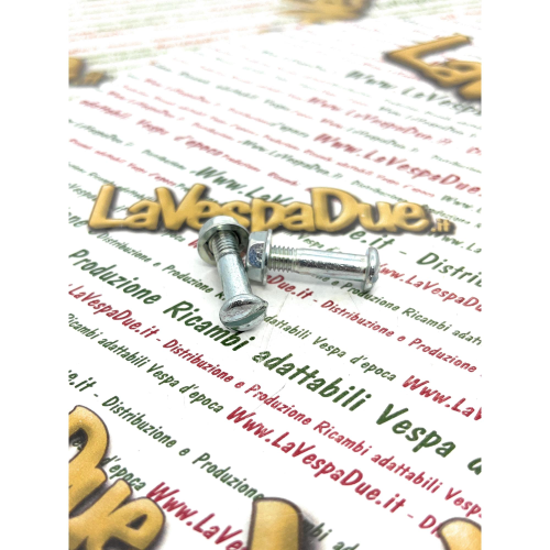 Coppia viti a taglio con dado per VESPA 50 125 150 200 V5N V5P2T VMX7T VNR2T VLR2T VSR1T 3016725 > ciclomotori PIAGGIO CIAO BRAVO SI APE 50 e scooter vite fissaggio leve in metallo con trattamento di zincatura