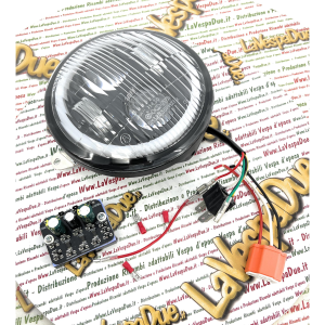 Gruppo ottico faro anteriore LED SIEM completo per VESPA PX 125 150 P 200 E ARCOBALENO r.o. 139616 1R000267 163685
