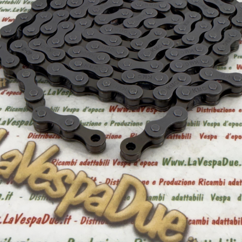 Catena di Trasmissione senza fermo KMC 1/2" x 1/8" HV 410 OEM 108 Maglie Lunghezza Spine 8,6 nn adattabile per PIAGGIO CIAO BRAVO SI GRILLO BOXER ciclomotori vari SILVER BRONZE