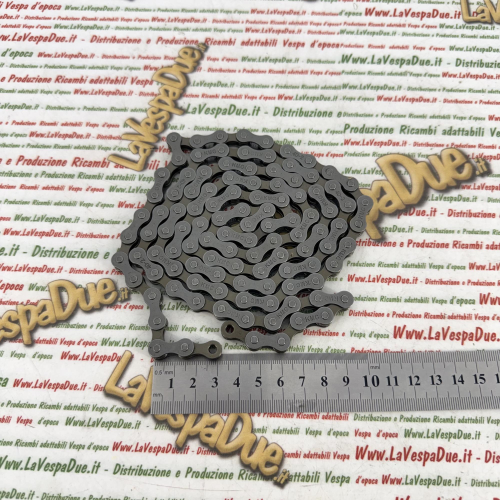 Catena di Trasmissione senza fermo KMC 1/2" x 1/8" HV 410 OEM 108 Maglie Lunghezza Spine 8,6 nn adattabile per PIAGGIO CIAO BRAVO SI GRILLO BOXER ciclomotori vari SILVER BRONZE