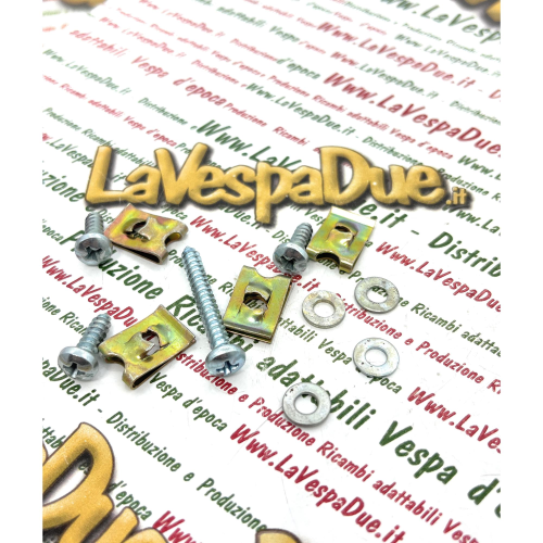 Kit fissaggio mascherina copristerzo al telaio per VESPA 50 SPECIAL ELESTART V5A2T V5A3T V5B1T V5B2T V5B3T   calandra nasello viti piastrine e rondelle