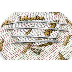 Set fregi in alluminio per parafango e cofani per VESPA 125 VNL GT GTR 150 SPRINT SUPER 180 SS VNC1T VNL2T>127357 VBC1T>251419 VLB1T VSC1T con viti per il fissaggio r.o. 090522 610100M scocche prodotto italiano 