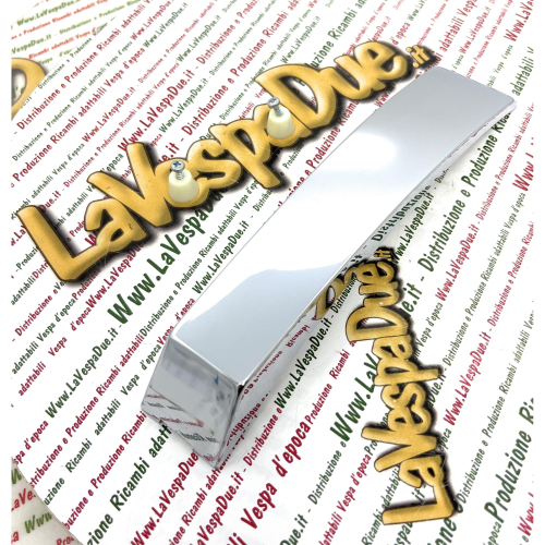 Cresta sul parafango per VESPA 125 150 200 PX E ARCOBALENO freno a disco fregio in plastica cromata con capsule e viti per il fissaggio prodotto italiano