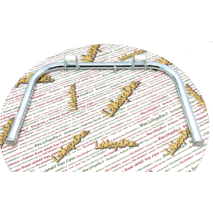 Cavalletto centrale per VESPA 125 150 180 200 VNL2T VNL3T VLB1 VLB2 VSD1 VSE1 in metallo Ø 20 mm con fondelli saldati trattamento di zincatura altezza 26 mm con levetta aggancio molla verso il lato sx distanza 5 cm