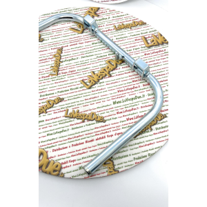 Cavalletto centrale per VESPA 125 150 180 200 VNL2T VNL3T VLB1 VLB2 VSD1 VSE1 in metallo Ø 20 mm con fondelli saldati trattamento di zincatura altezza 26 mm con levetta aggancio molla verso il lato sx distanza 5 cm