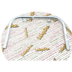 Cavalletto centrale per VESPA 125 150 180 200 VNL2T VNL3T VLB1 VLB2 VSD1 VSE1 in metallo Ø 20 mm con fondelli saldati trattamento di zincatura altezza 26 mm con levetta aggancio molla verso il lato sx distanza 5 cm